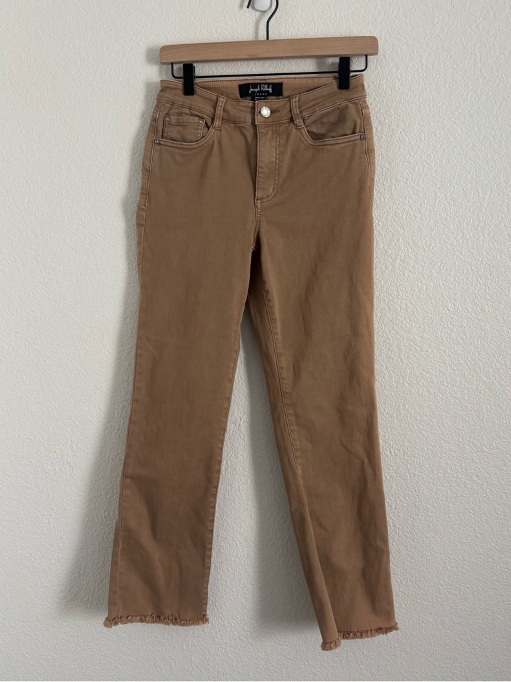 Joseph Ribkoff Women's Size 4 Brown Classic Straight Frayed Hem Jeans